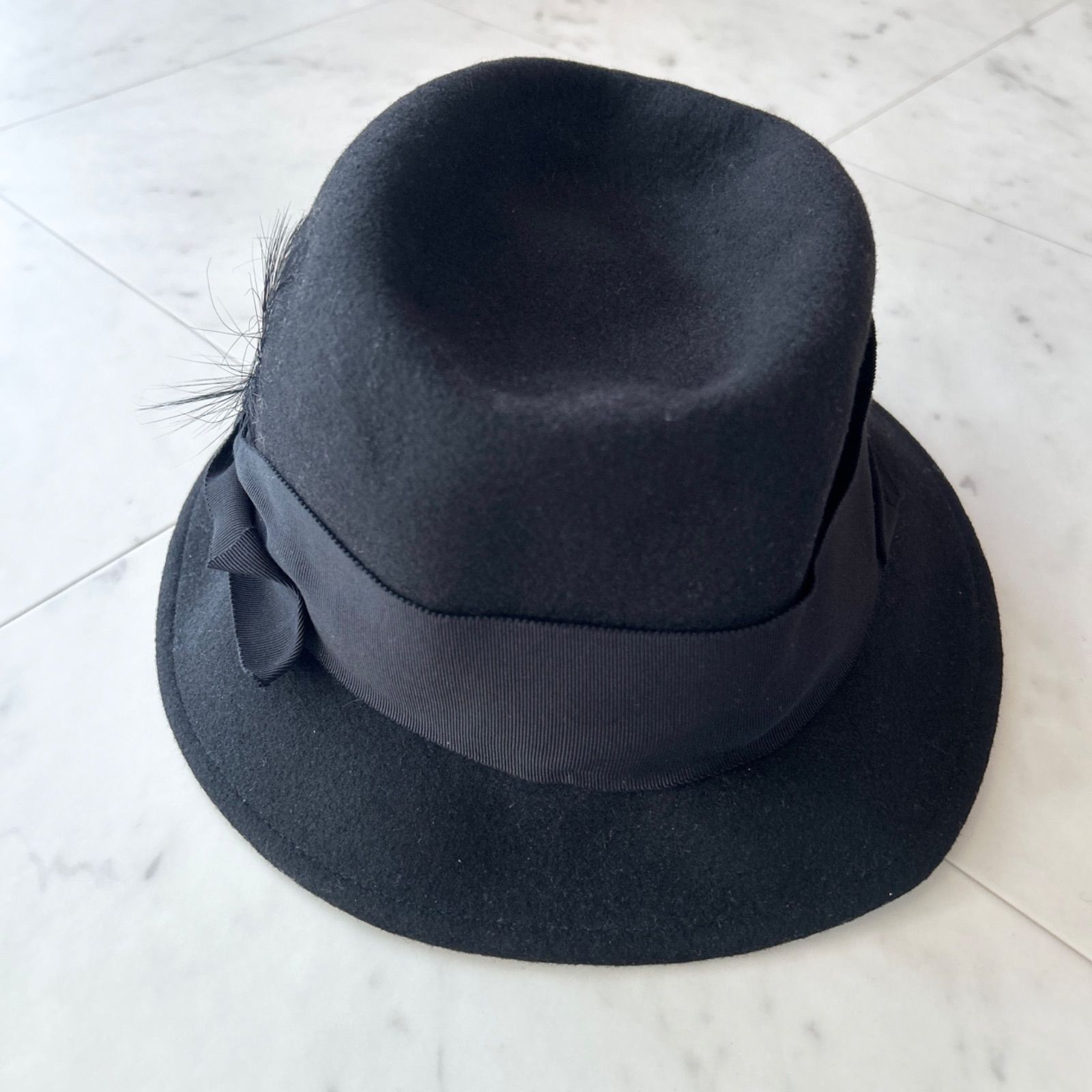 未使用タグ付 CA4LA カシラ フェルトハット 中折れハット ブラック