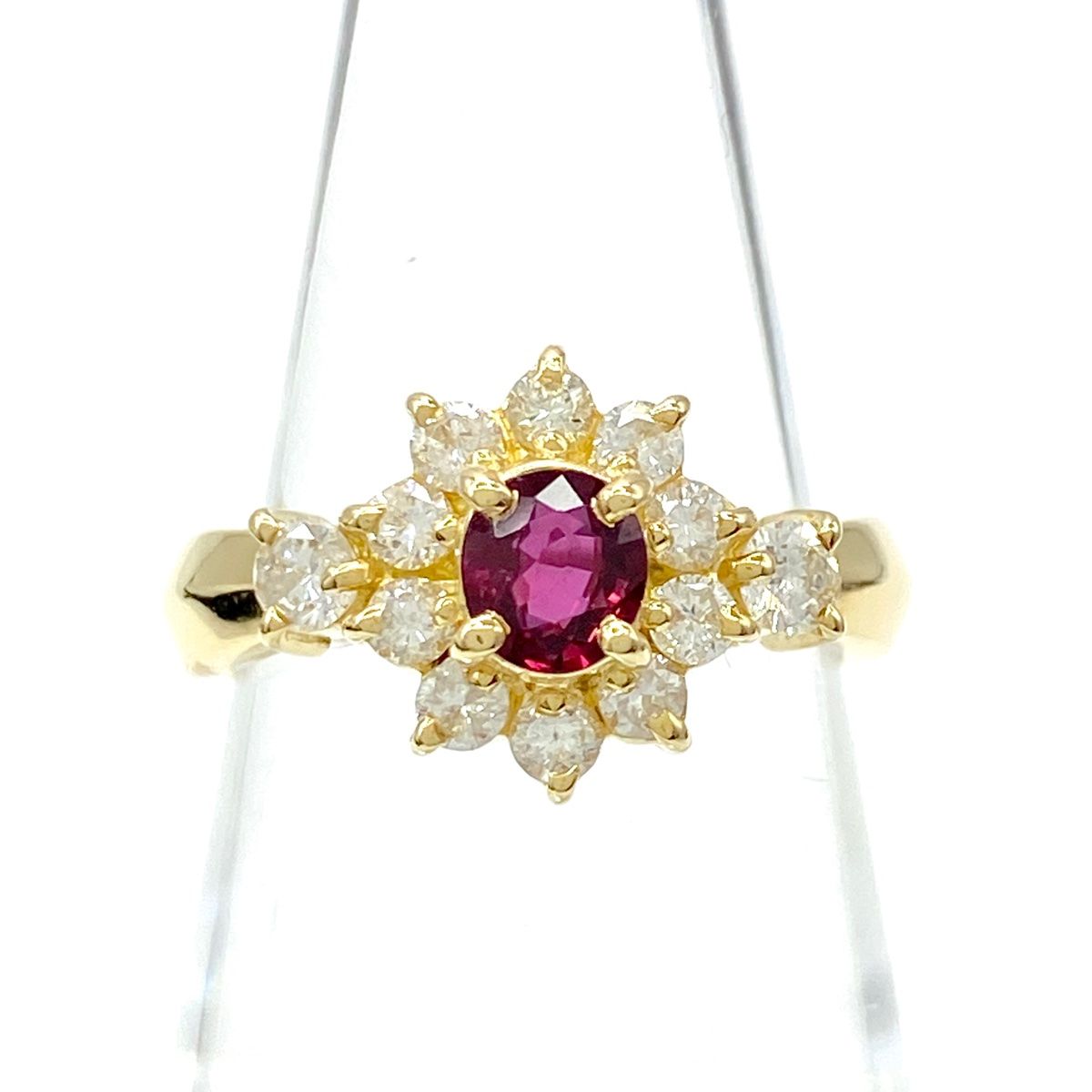 フラワーモチーフ デザインリング YG イエローゴールド 指輪  