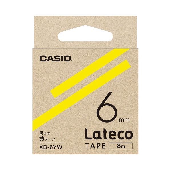 （まとめ）カシオ計算機 ラテコ専用テープXB-6YW 黄に黒文字（×30セット）