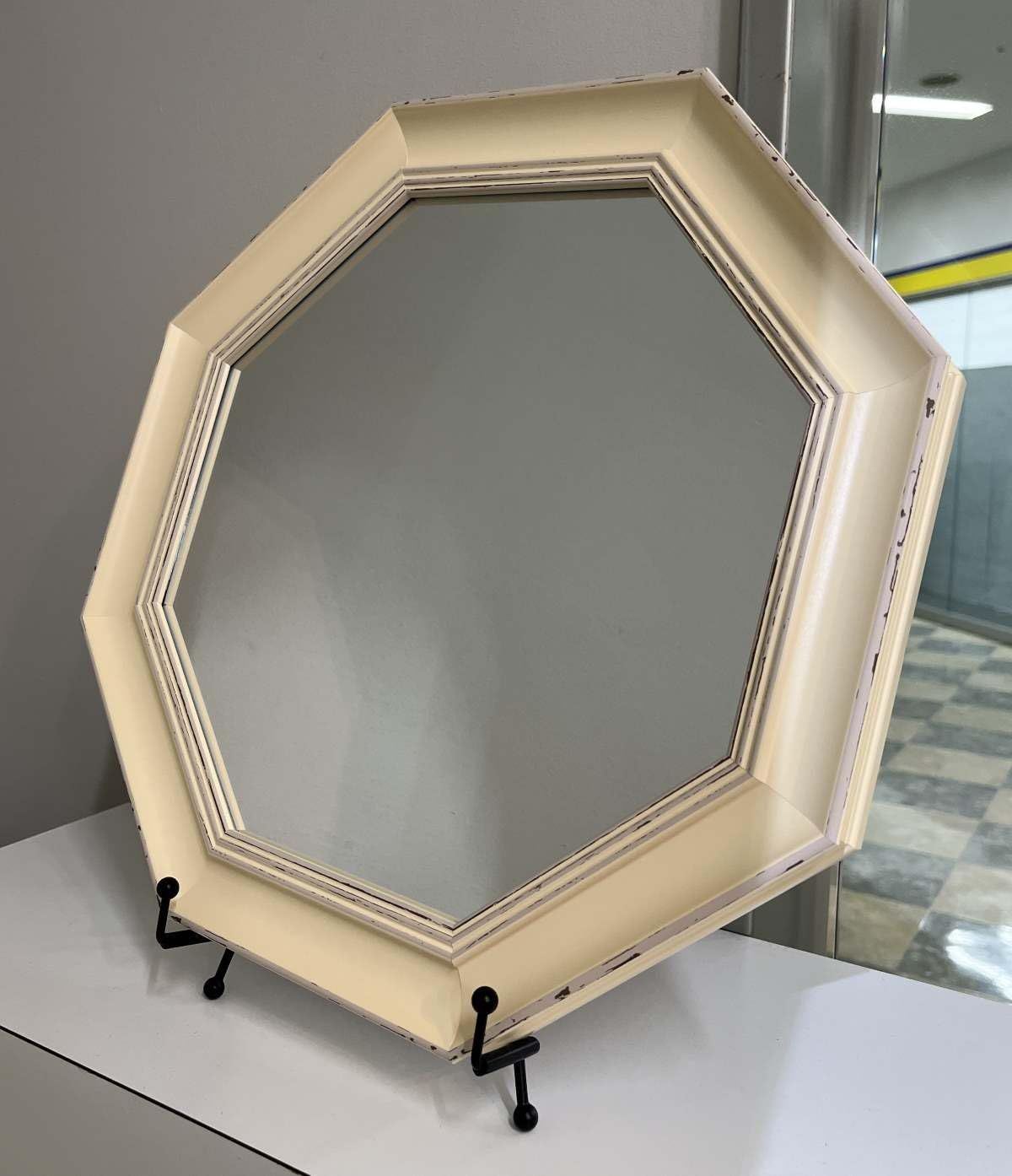 KM-06002 アイボリー 壁掛け用 八角ミラー ヴィンテージ風 ユーパワー NEXPOTALLINN_EU