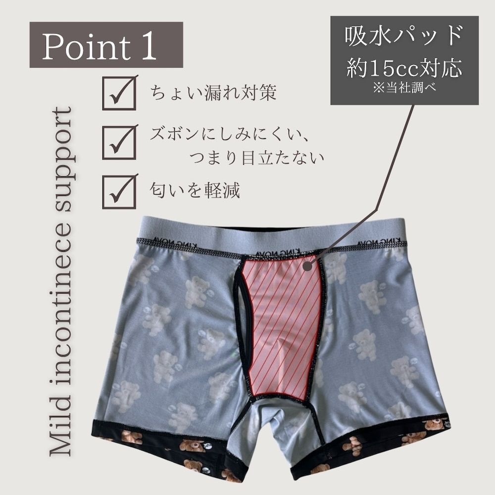 【新品】Lサイズ★キングノバ★軽失禁★尿漏れ★約15cc対応★ボクサー★2枚組★ ボクサーパンツ メンズ 前開き 軽失禁 漏れ対策 吸水 15cc キングノバ