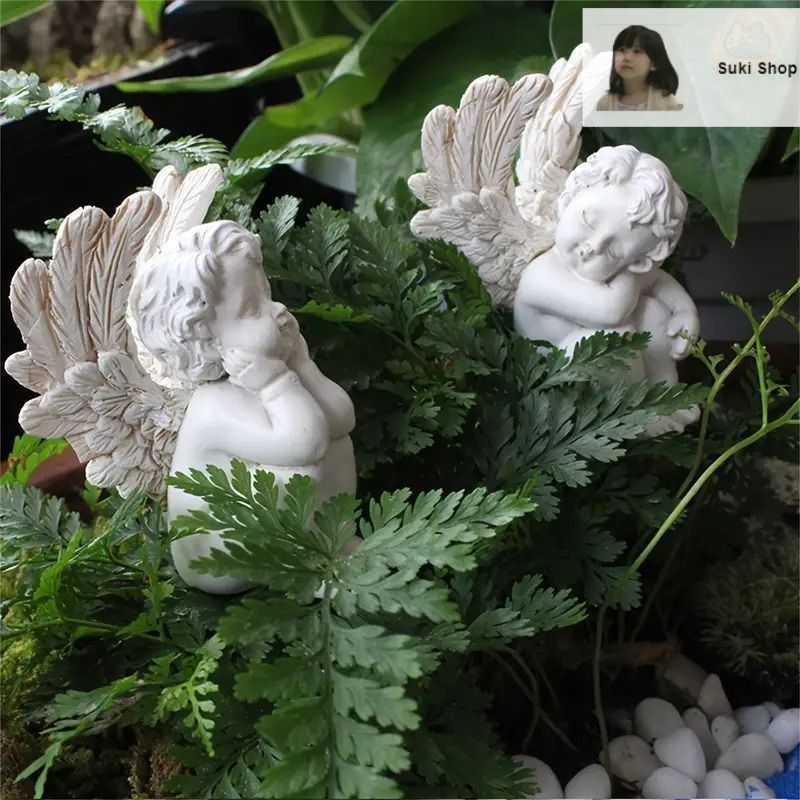 Amazon.co.jp: 置物 雑貨 天使 ガーデニング置物 アンティーク調