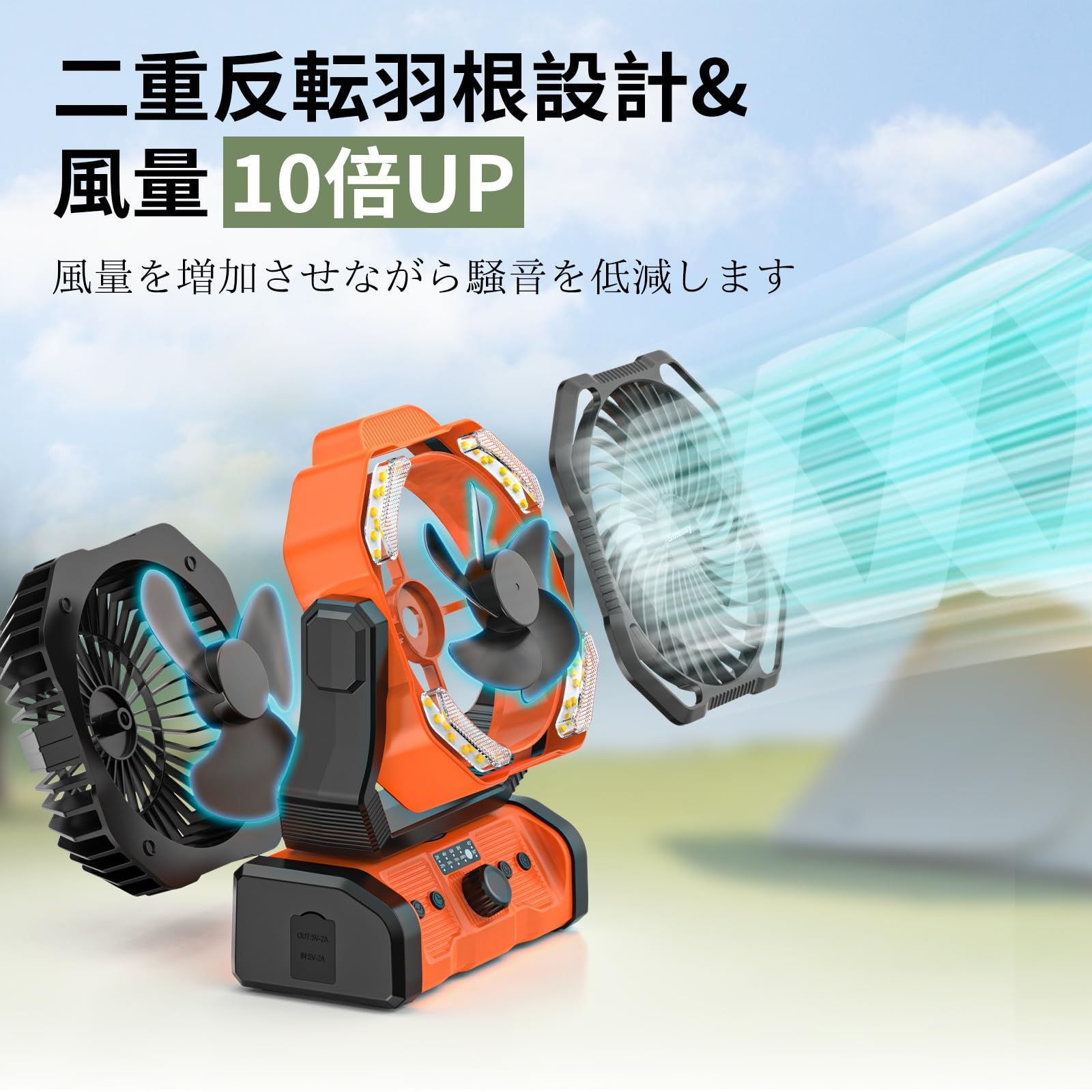 新着商品】アウトドア 卓上扇風機 充電式扇風機 20000mAh大容量 最大60