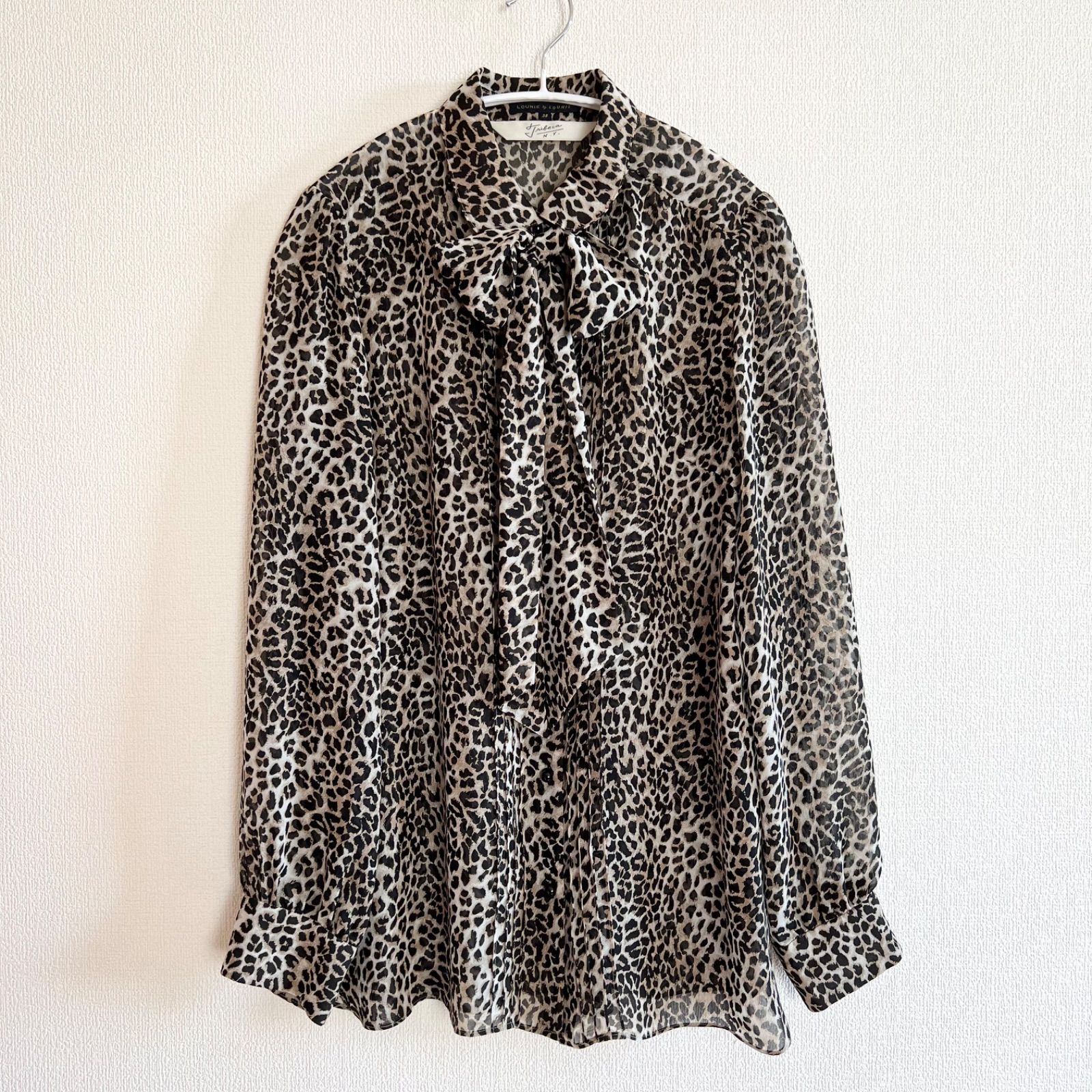 LOUNIE レオパード柄プリントボウタイシフォンブラウス【☆美品 