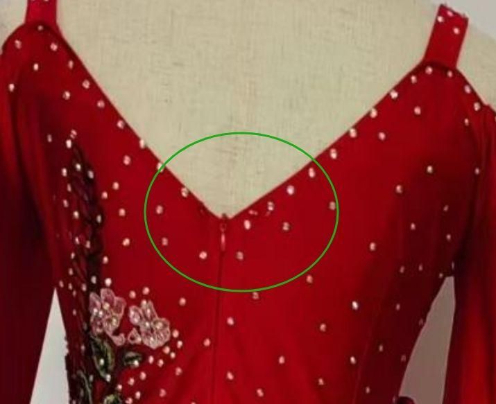 ☆美品 社交ダンスドレス スタンダードドレス レッド M ネックレス付