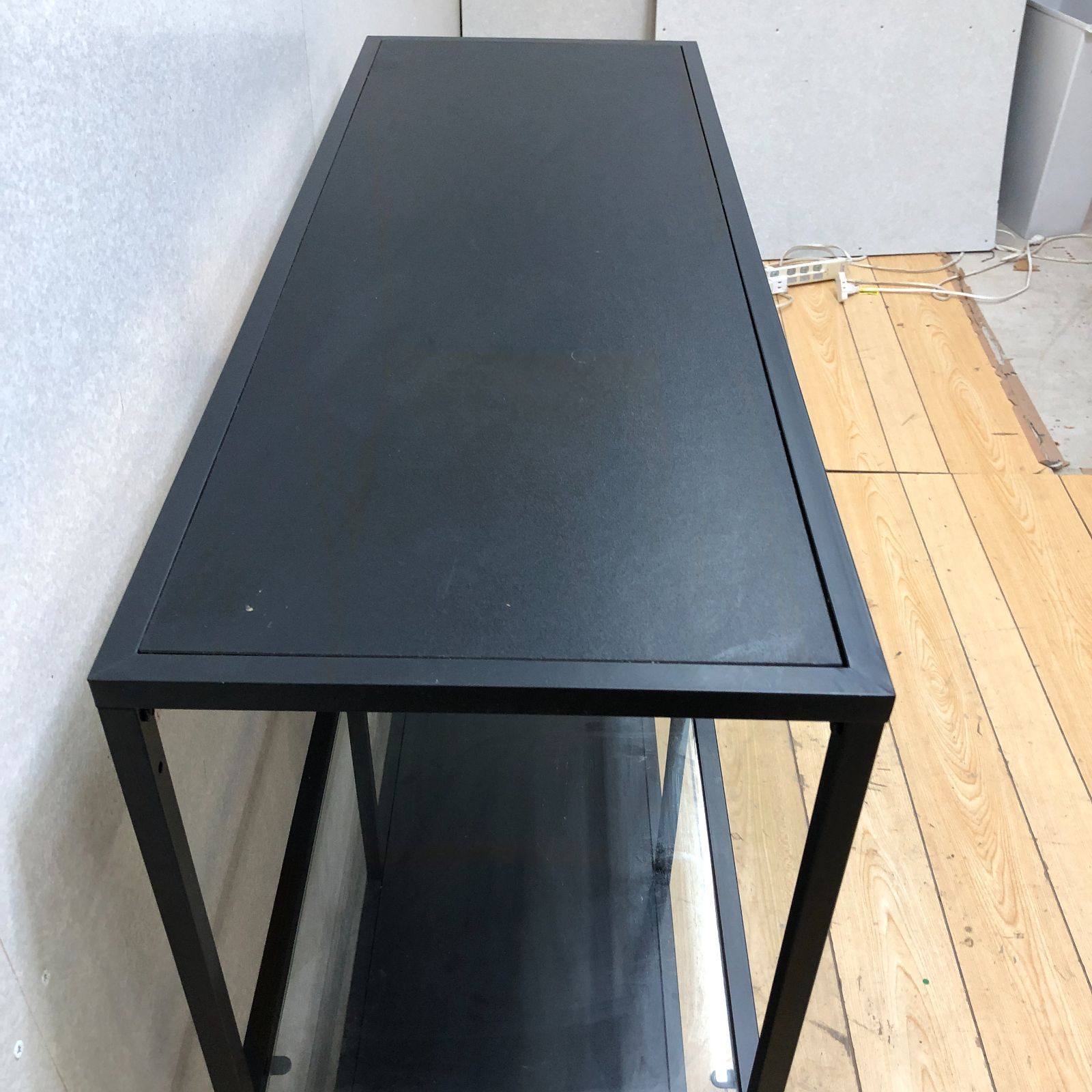 ブラックメタルラック ガラス棚付き ブラックメタルラック ガラス棚