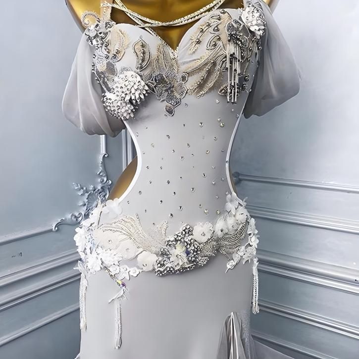 ベリーダンス オリエンタル衣装 シルバー セットアップ オーダーメイド