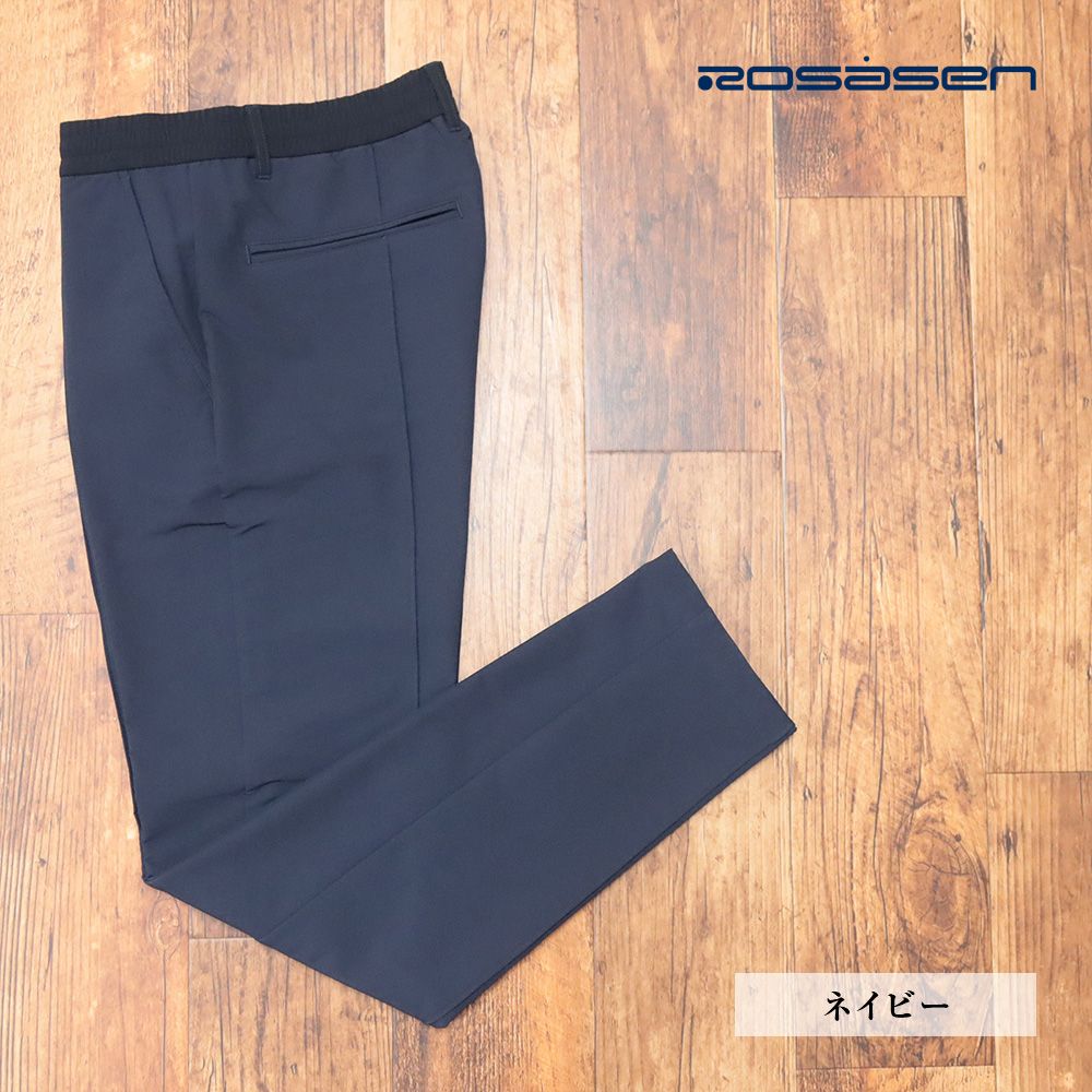 秋冬|Rosasen|85cm|裏起毛イージーパンツ 044-79015 ゴルフ 蓄熱保温 撥水 防風 ストレッチ ゴルフ メンズ 紳士 ロサーセン |紺|ネイビー|mc198|