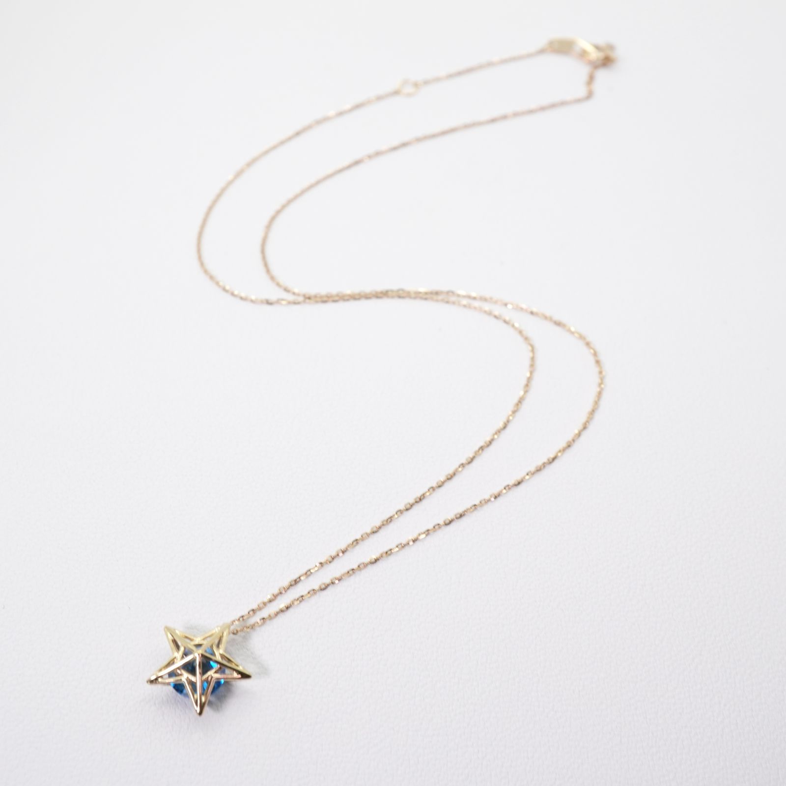 美品 スタージュエリー ブルーストーン ネックレス K10 星/24 美品 スタージュエリー ブルーストーン ネックレス K10 星/24