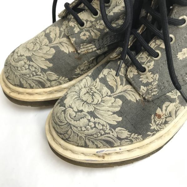 ドクターマーチン/Dr.Martens★ CASHLIN/8ホール/ショートブーツ【4/22.5-23.0/グレー/花柄】 ドクターマーチン/Dr.Martens☆ CASHLIN/8ホール/ショートブーツ【4