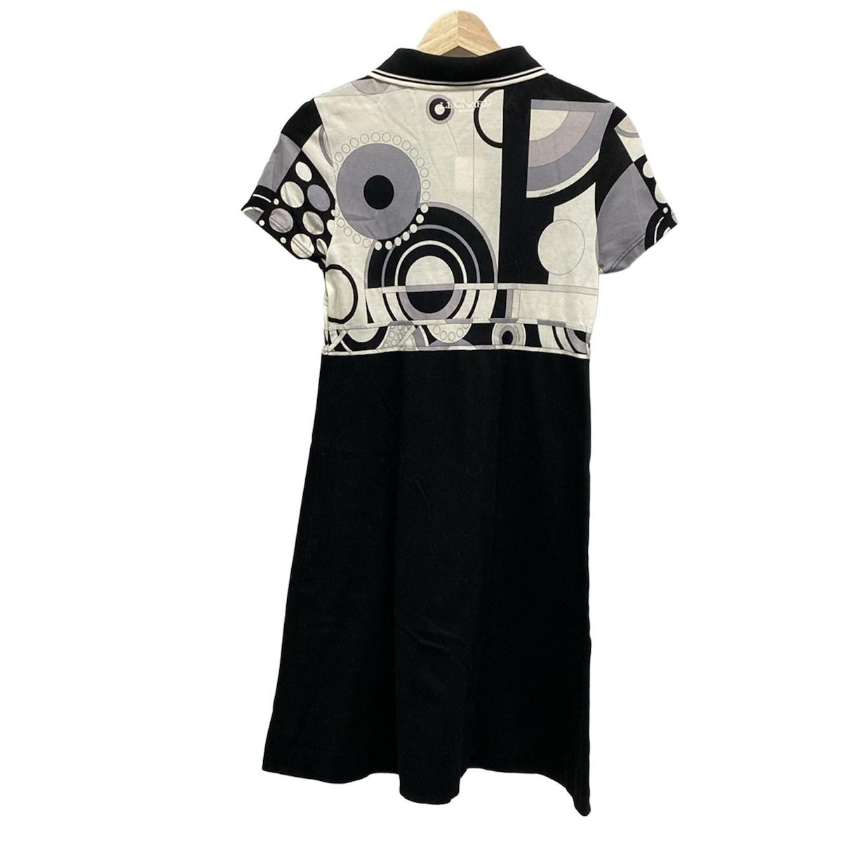 LEONARD SPORT レオナールスポーツ ワンピース サイズ40 M レディース - 黒×白×ライトパープル 半袖 ロング ジップアップ