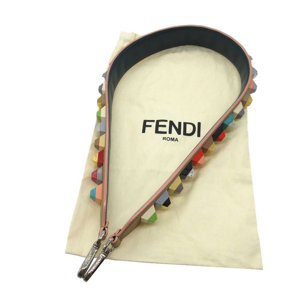 フェンディ ストラップユー スタッズ ショルダーストラップ レザー ベージュ マルチ 0558 FENDI