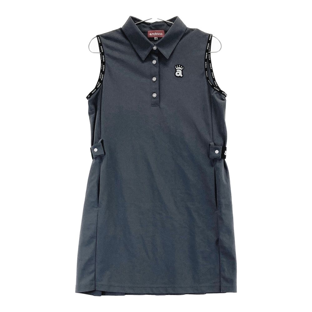 サイズ 40 ARCHIVIO アルチビオ 2025年モデル プリーツ切替 ノースリーブワンピース グレー系 240101504689 ゴルフウェア レディース ストスト