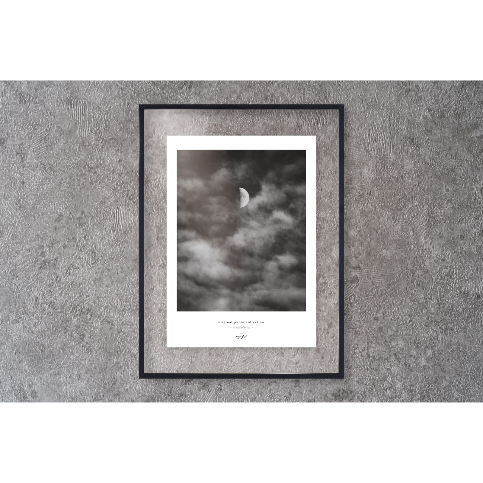 アートポスター】モノクロ 写真 月 月光 三日月 光 夜景 闇夜 風景