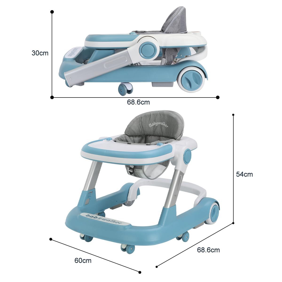 新着商品 UBRAVOO 歩行器 2in1 ベビーウォーカー 赤ちゃん 折りたたみ 高さ調整 手押し車 横転防止 コンパクト 収納便利 ベビー用品 おしゃれ 出産祝い プレゼント 6～18か月 ブルー