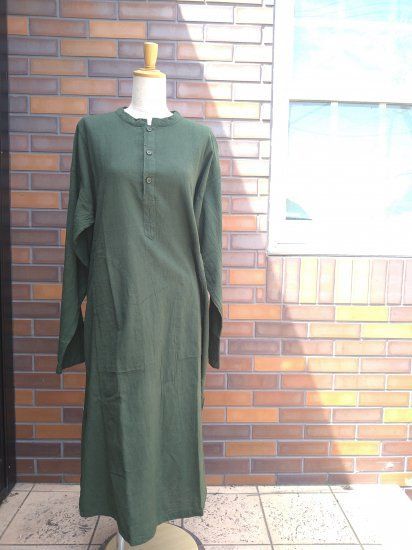 ヂェン先生の日常着　ヘンリーワンピース　青緑つつじ ヂェン先生の日常着 ヘンリーワンピース 青緑つつじ ヂェン先生の日常