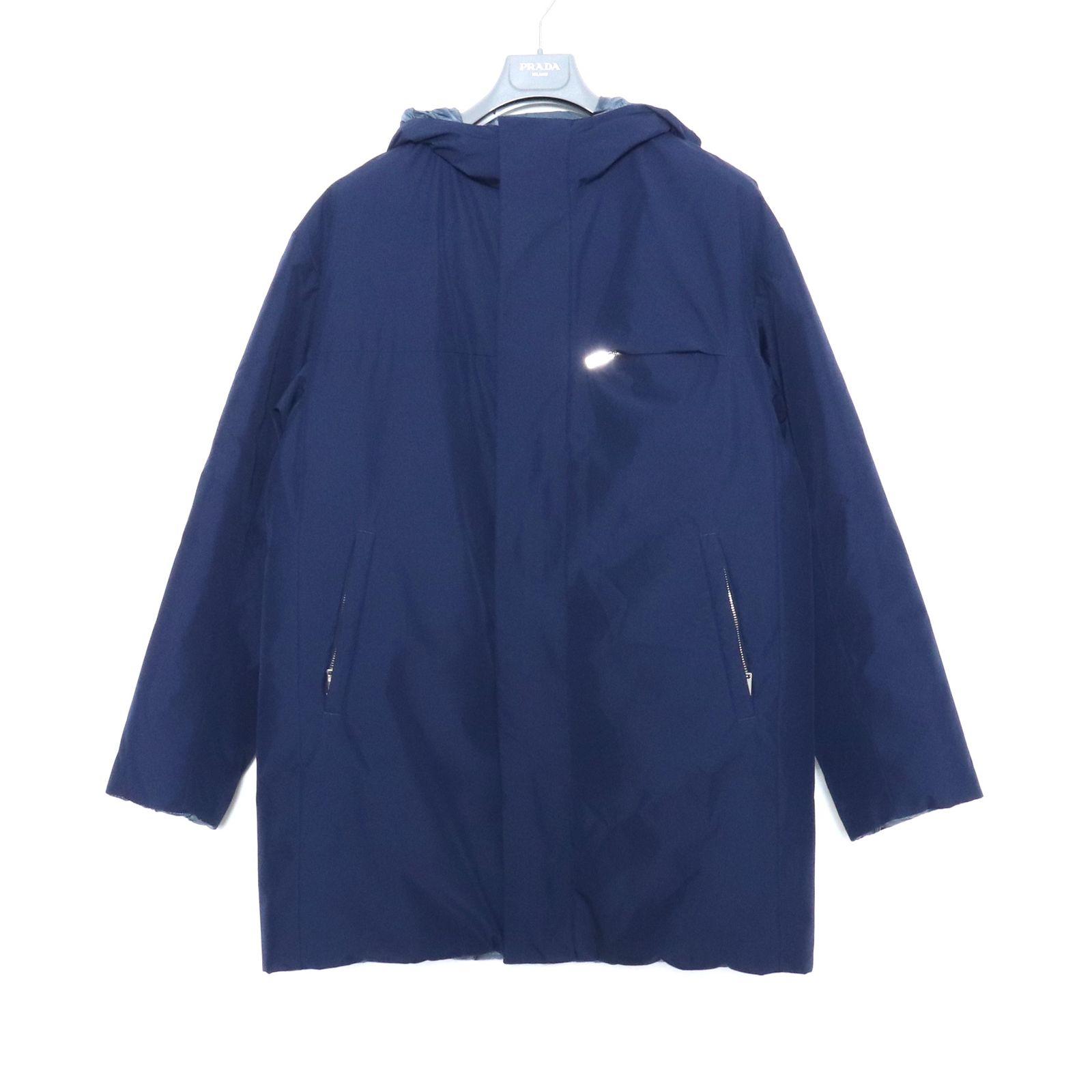 PRADA リバーシブルダウンロングジャケット Mサイズ ブルー