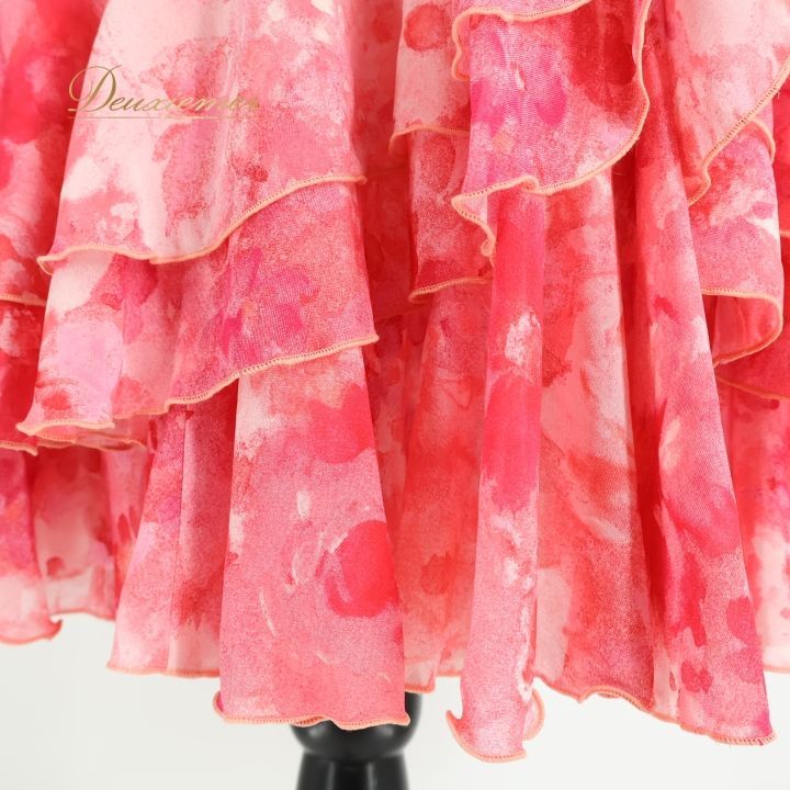 社交ダンス 衣装 スカート チャコット Chacott ピンク系 花柄 フリル