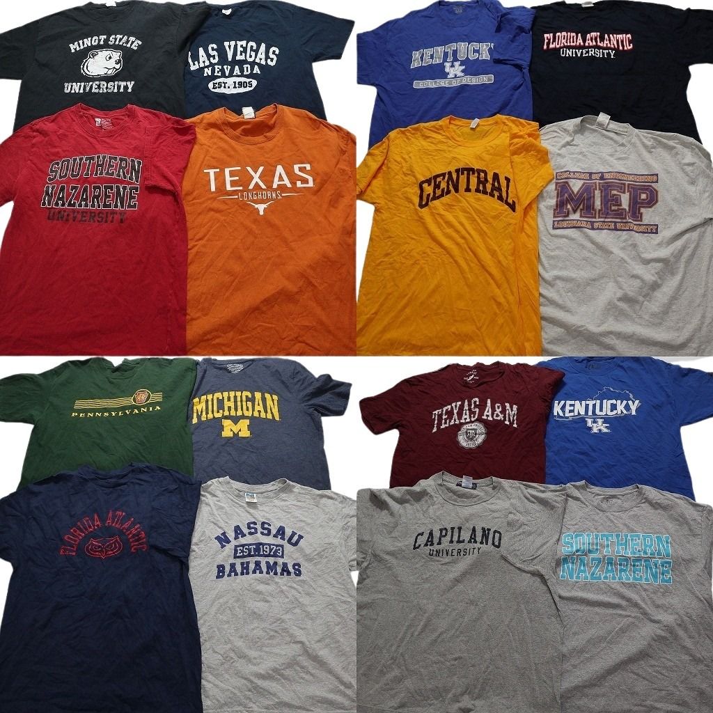 古着卸 カレッジ風 半袖Tシャツ 16枚セット メンズ XL テキサス ラスヴェガス ケンタッキー ミシガン 古着 NA2640