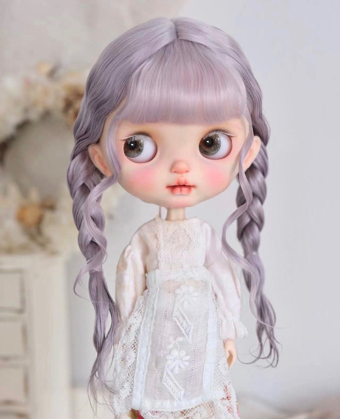 ブライス ウィッグ モヘアウィッグ 海外作家 三つ編み ラベンダー