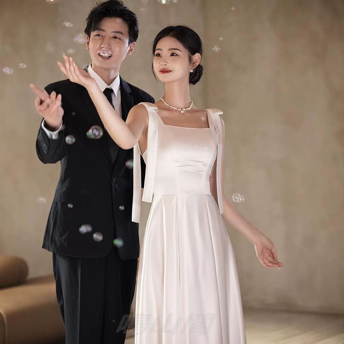 白黒選べる超仙森系 花嫁Aラインロングワンピース