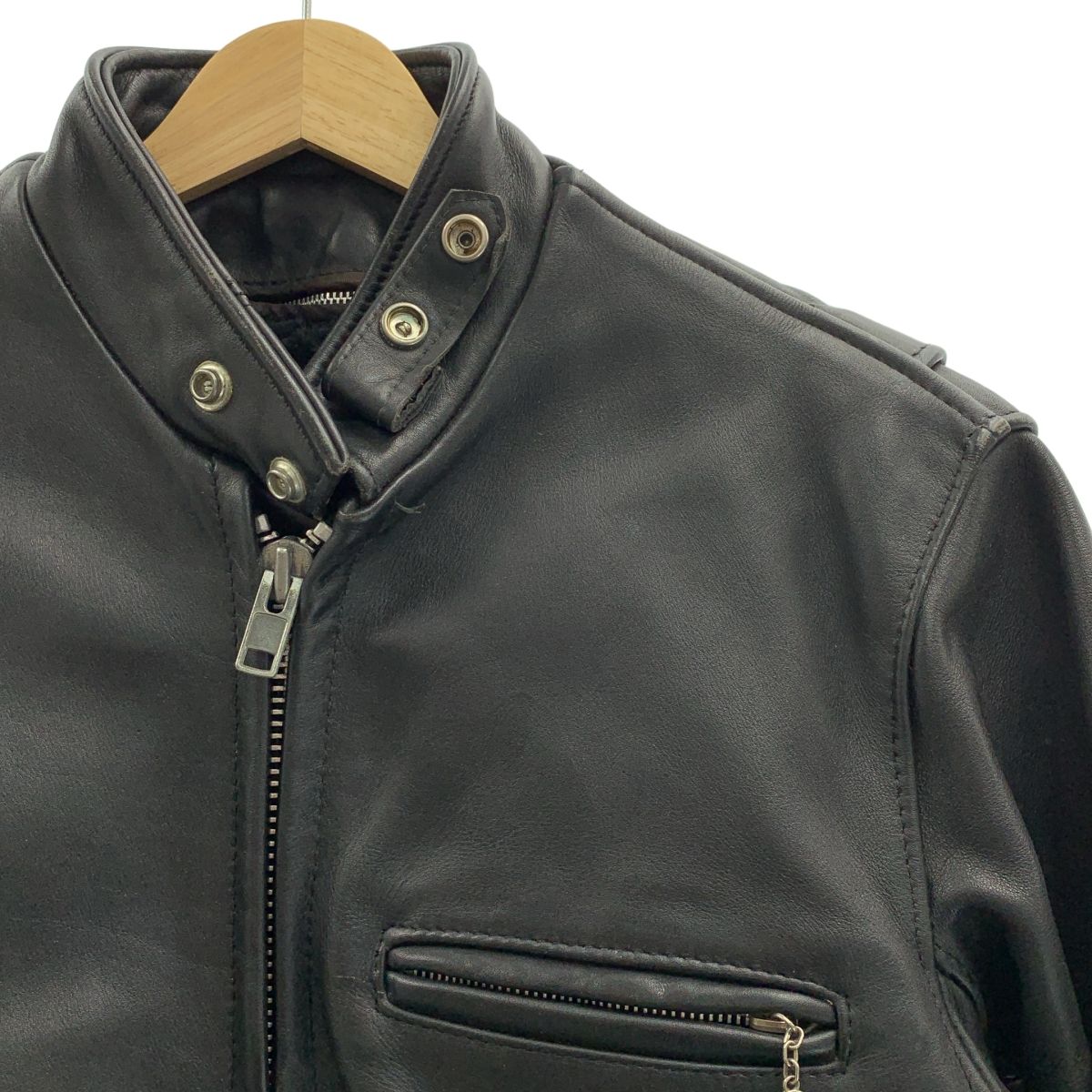 普遍的な SCHOTT ショット シングルレザー ライダース ジャケット 着脱可ライナー付き 34 ブラック メンズ