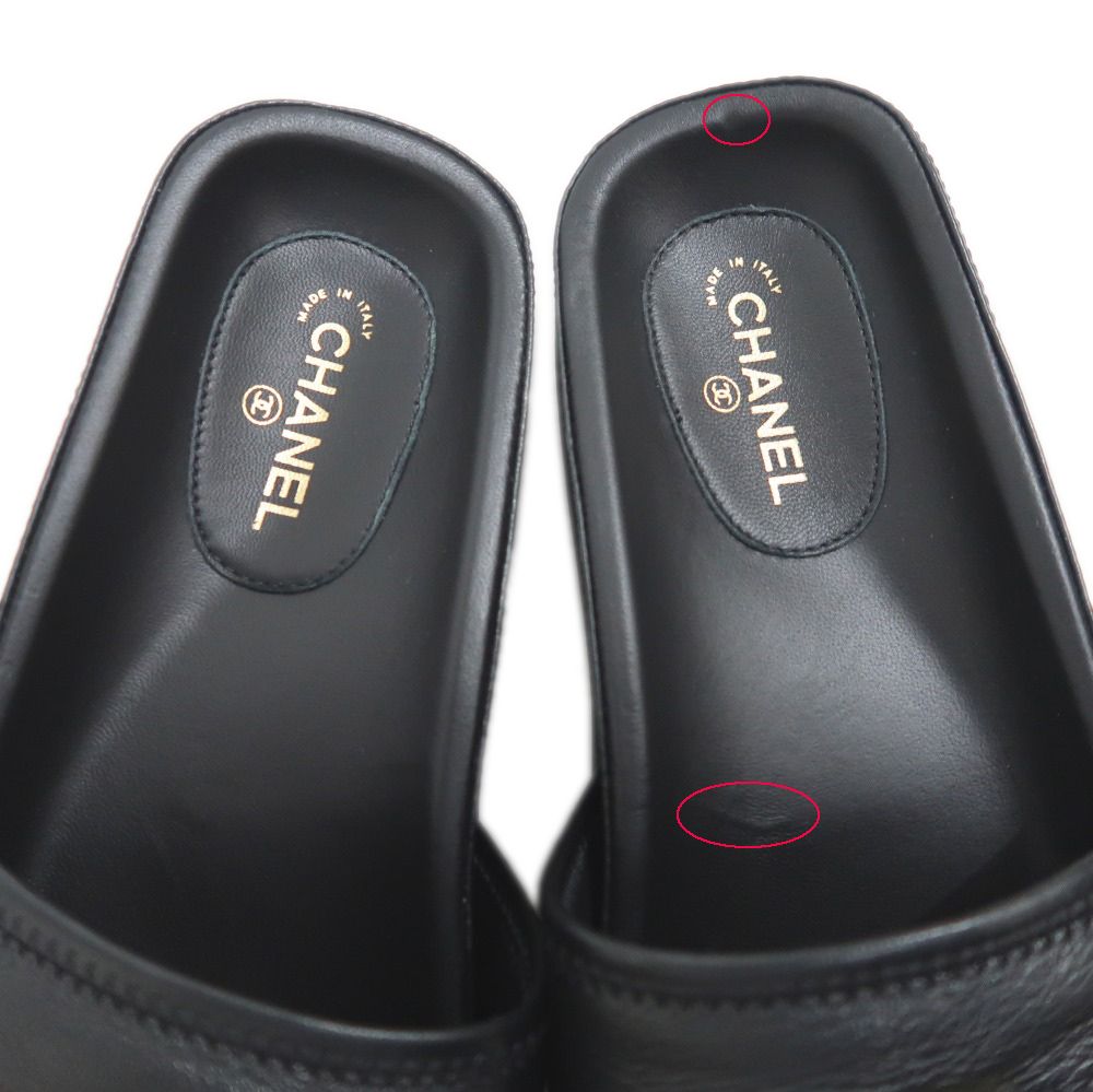 名東】シャネル マルチカラー ロゴサンダル G38933 ブラック サイズ36C