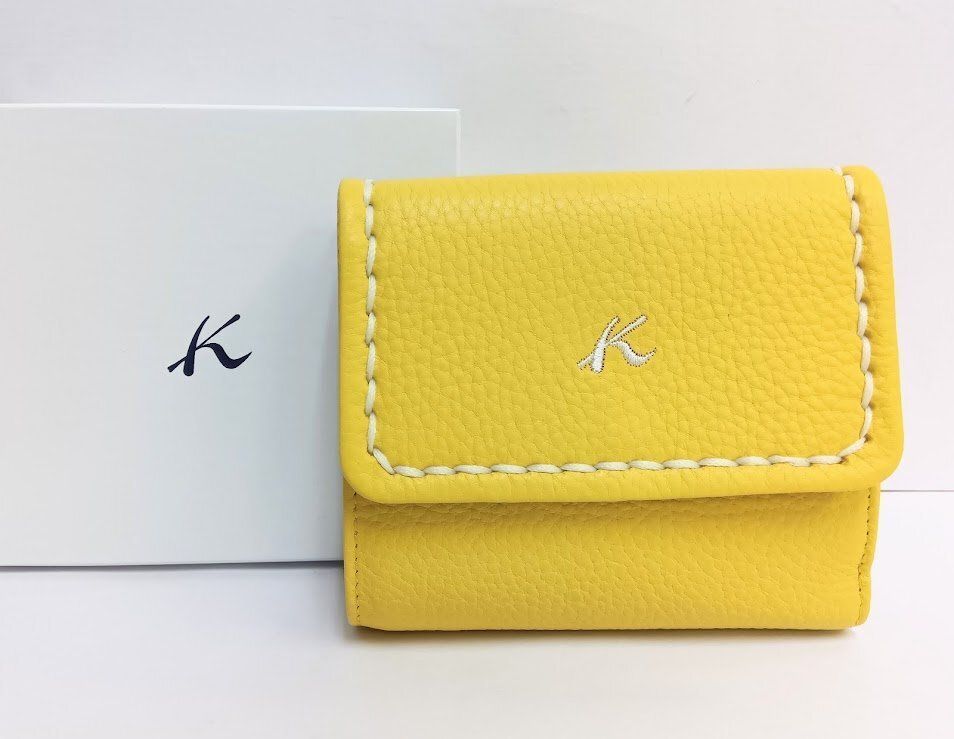 【極美品】KITAMURA　サフィアーノレザー　フラップ長財布　イエロー 91054092_1.jpg