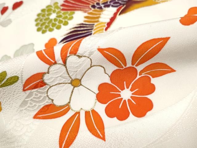 二尺 振袖 豪華花模様 金駒刺繍 着物 正絹 袷 広衿 RK-2520 平和屋着物□豪華振袖 駒刺繍 檜扇花文 金彩 正絹 逸品