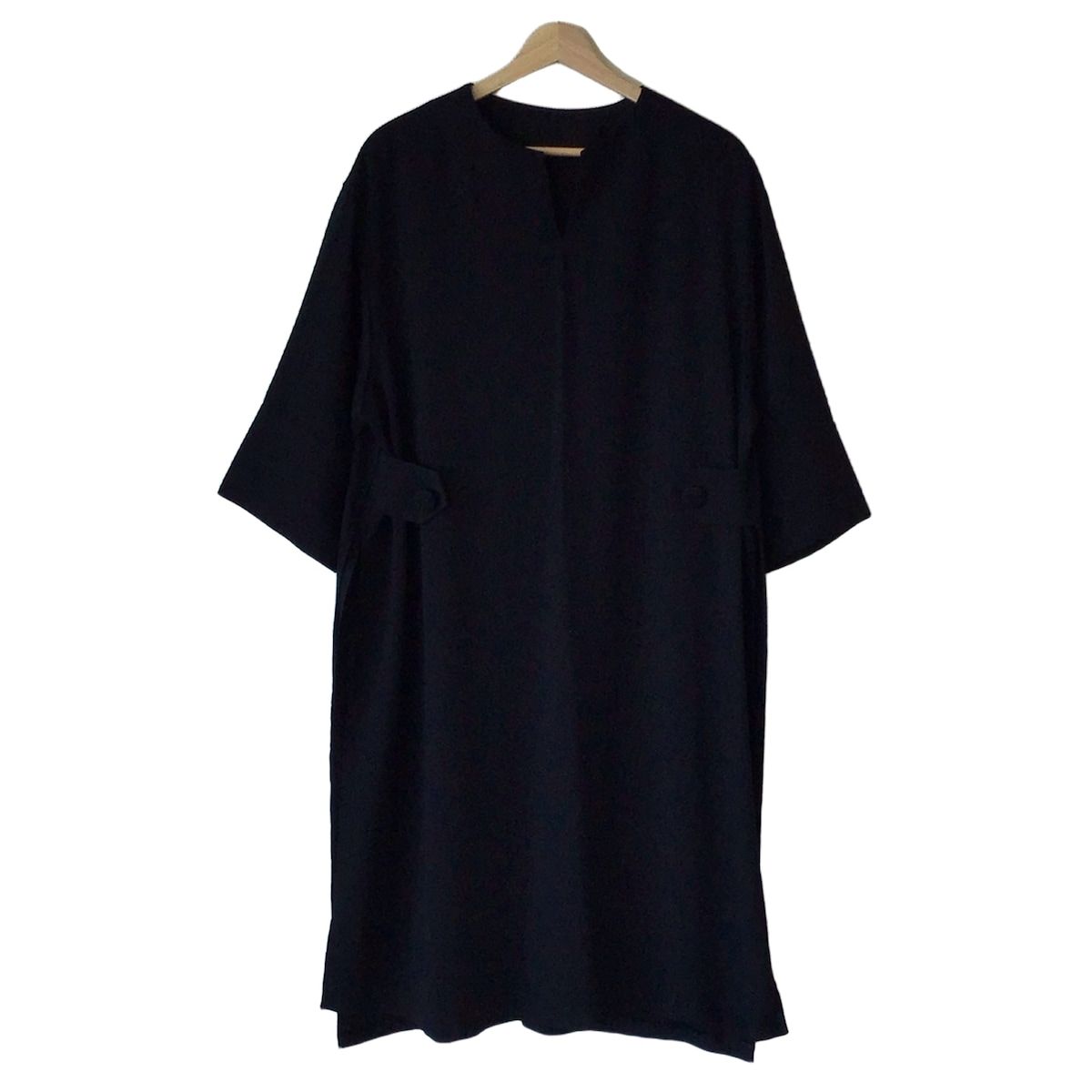 ADORE アドーア ワンピース サイズ38 M レディース - 黒 クルーネック|七分袖|ロング|異素材切り替え