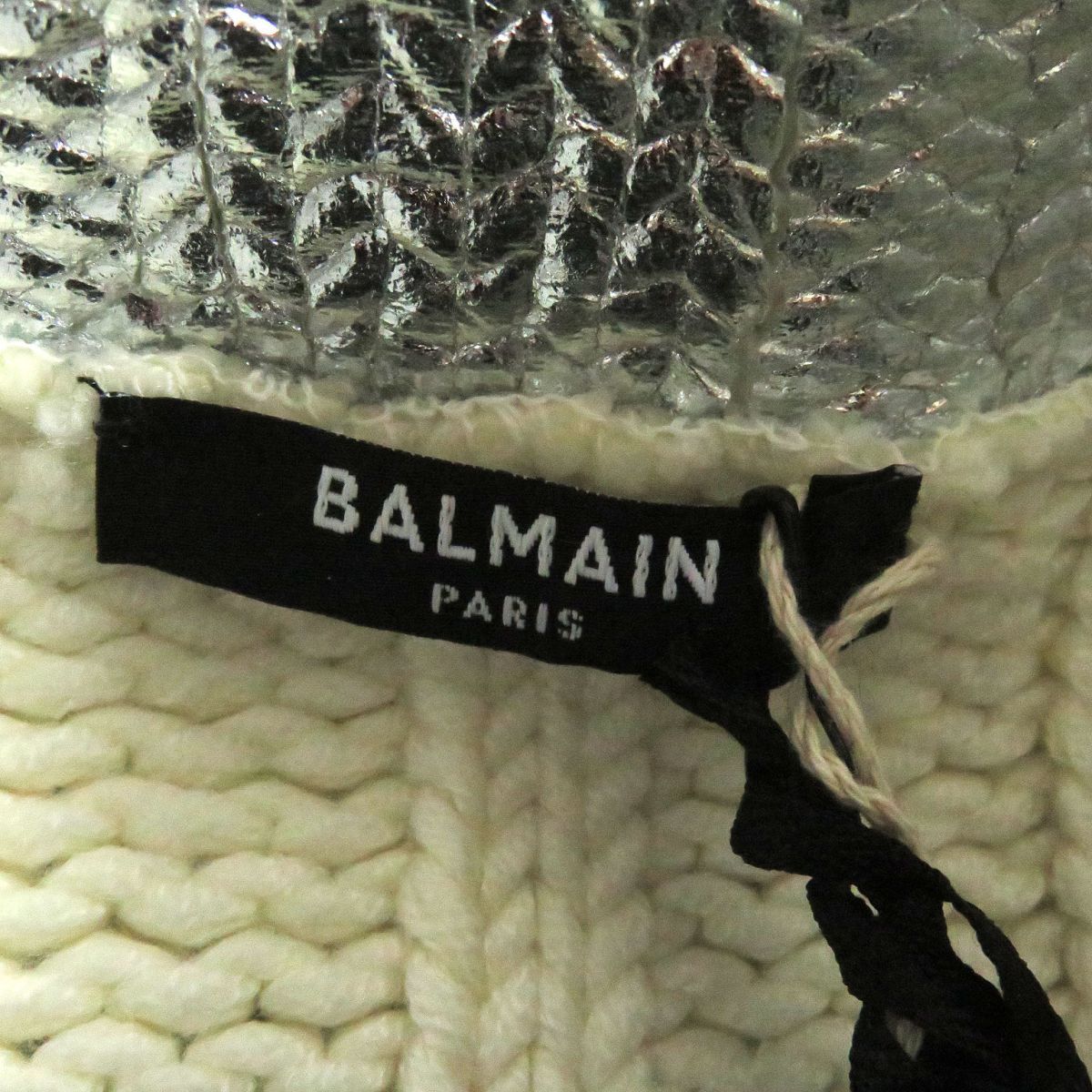 未使用品□21AW BALMAIN/バルマン ケーブル編み メタリック