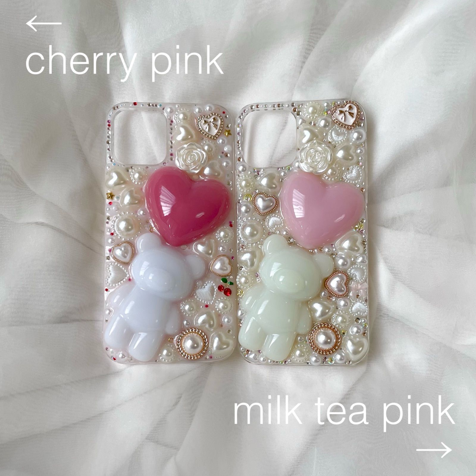 18日以内発送予定】【cherry pink】♡くまちゃんハートの