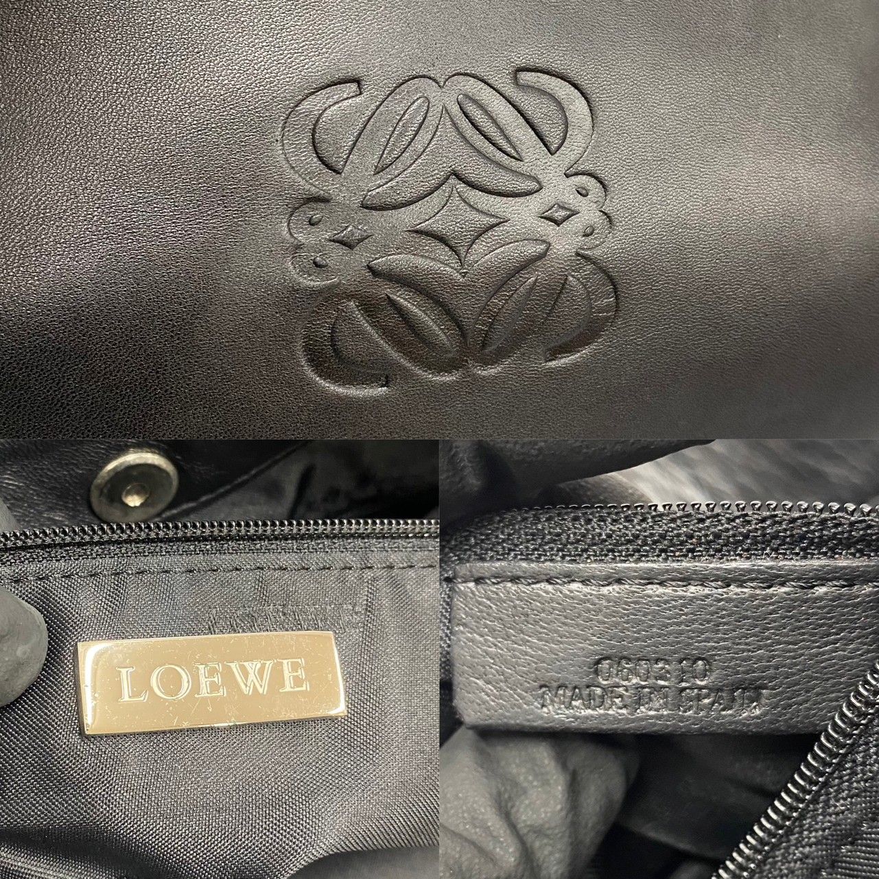 極 美品 レア品 LOEWE ロエベ アナグラム ロゴ ナッパレザー 本革