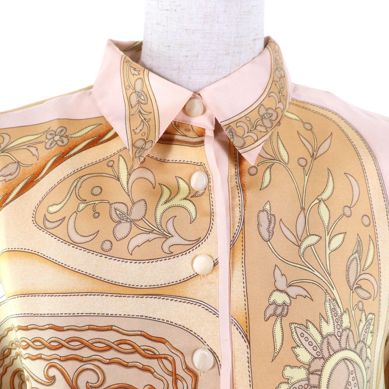 【美品】HERMES シルク コットン ポロシャツ カシミヤ混 Lイタリア製 美品】HERMES シルク コットン ポロシャツ カシミヤ混 L