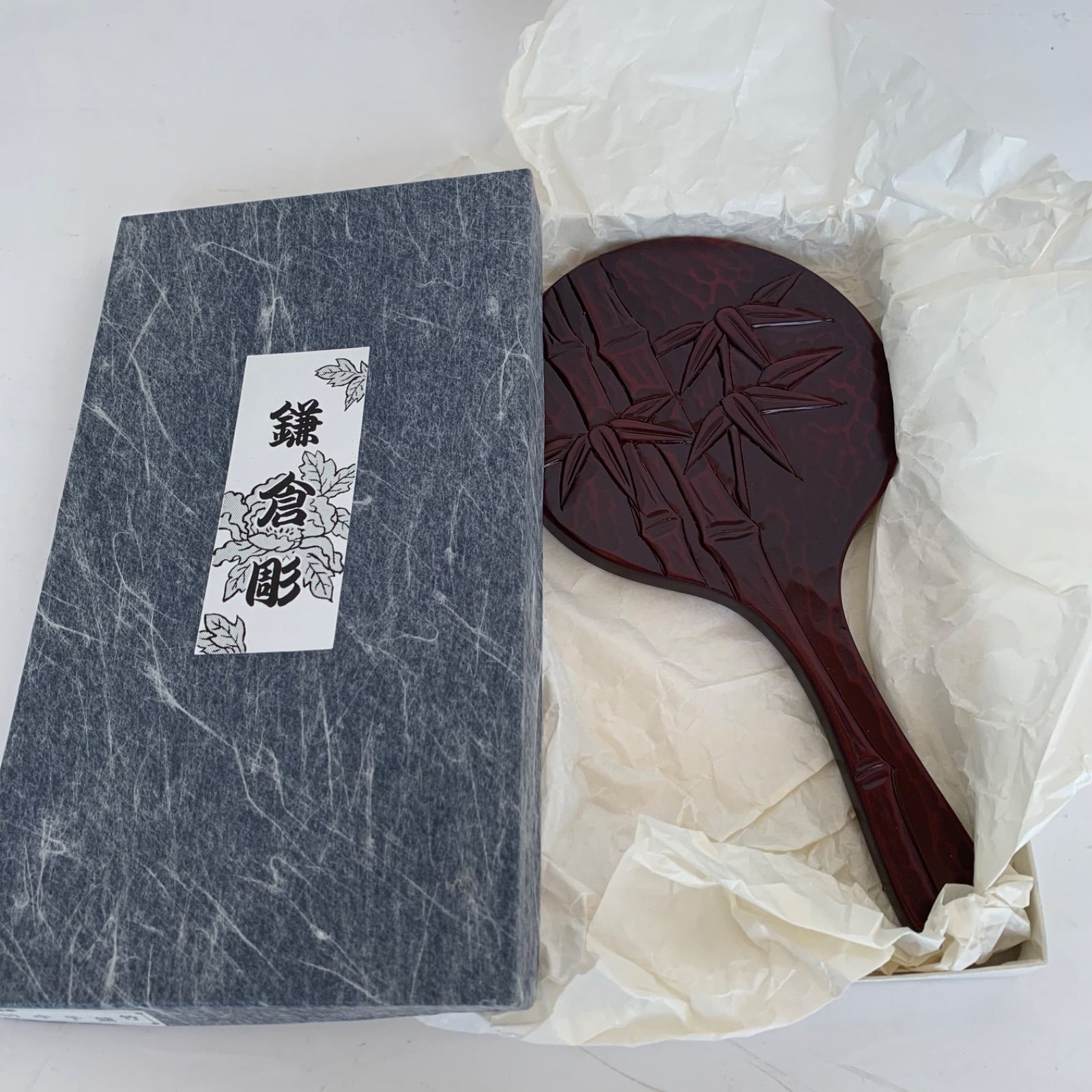 昭和レトロ　時代　鎌倉彫　手鏡 鎌倉彫 手鏡 レトロ 昭和 ヴィンテージ アンティーク 竹 - メルカリ