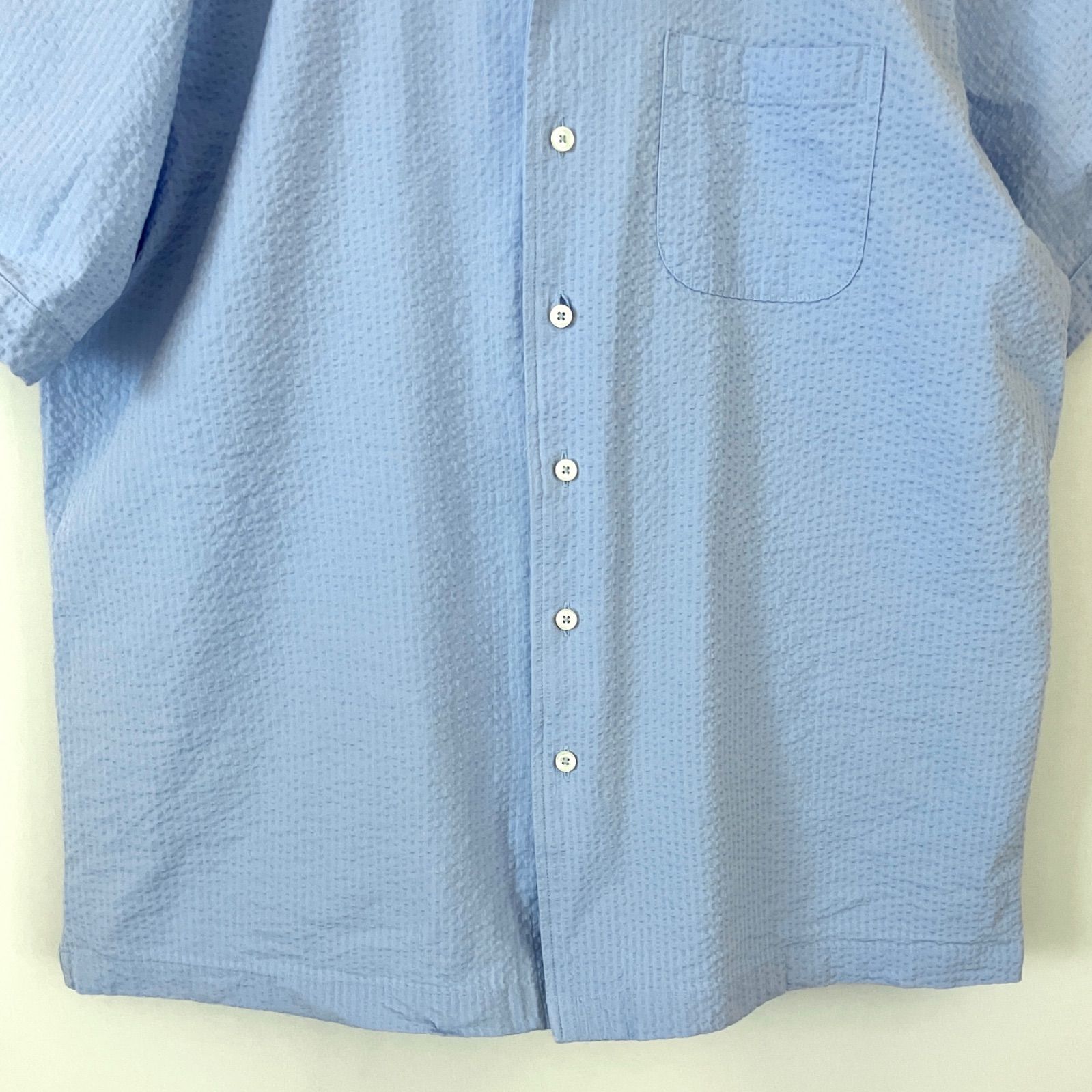 【美品】BROOKS BROTHERS シアサッカー オープンカラー シャツ M ブルックスブラザーズ/BROOKS BROTHERS☆ストレッチシアサッカー