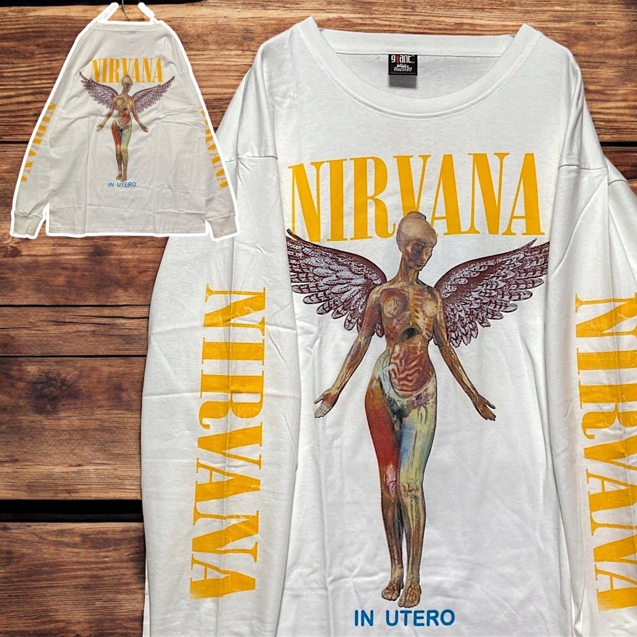 ニルバーナ NIRVANA カートコバーン IN UTERO 白 長袖 Tシャツ tee 