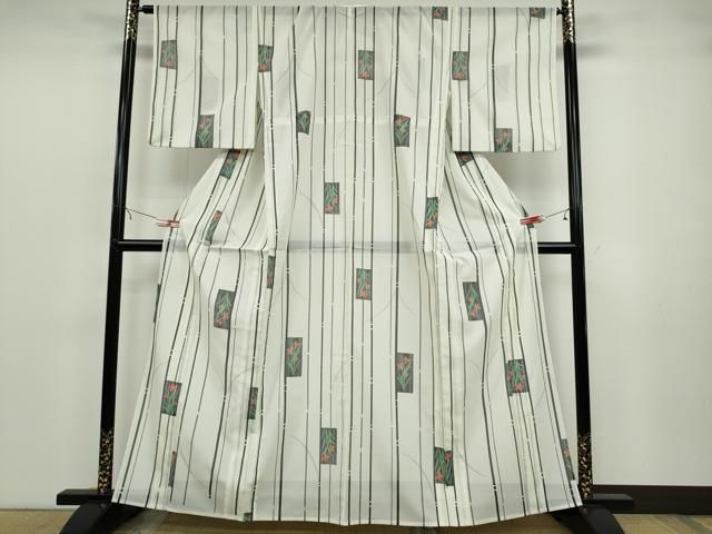 平和屋着物＊夏物 小紋 絽 短冊花文 洗える着物 CAAS5194ut - メルカリ