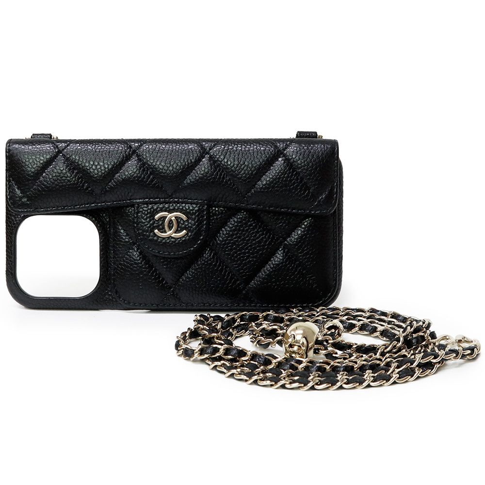 シャネル iPhone16 pro Max スマホ 携帯ケース 携帯 スマートフォンケース キャビアスキン レザー ブラック ゴールド金具 AP4542 CHANEL ♥ 展示品