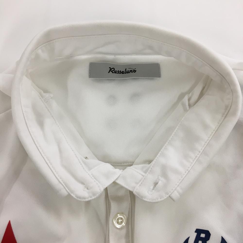 超美品】ラッセルノ 半袖ポロシャツ ネイビー×白 ルチャマスク 襟裏