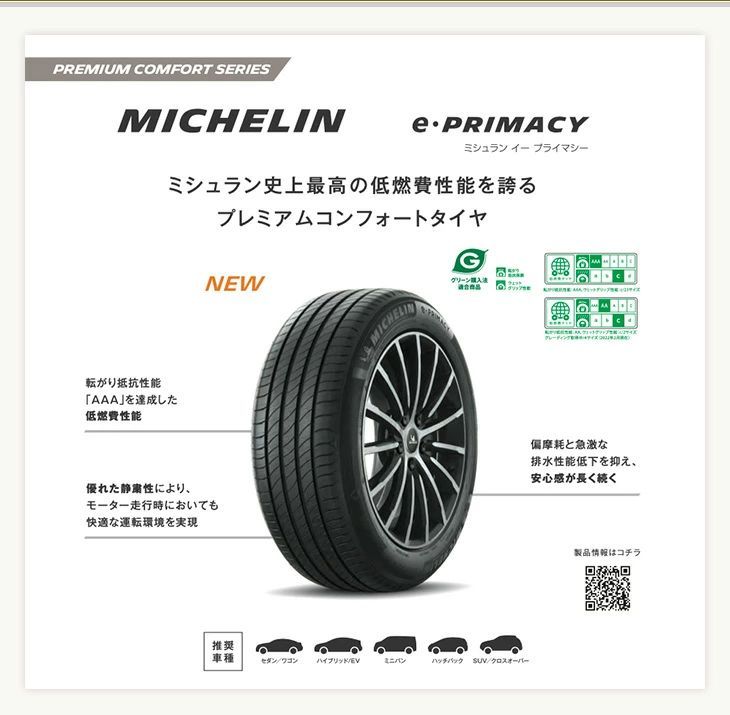 ミシュラン夏タイヤ 185/65R15 2025年製 車 【公式通販】