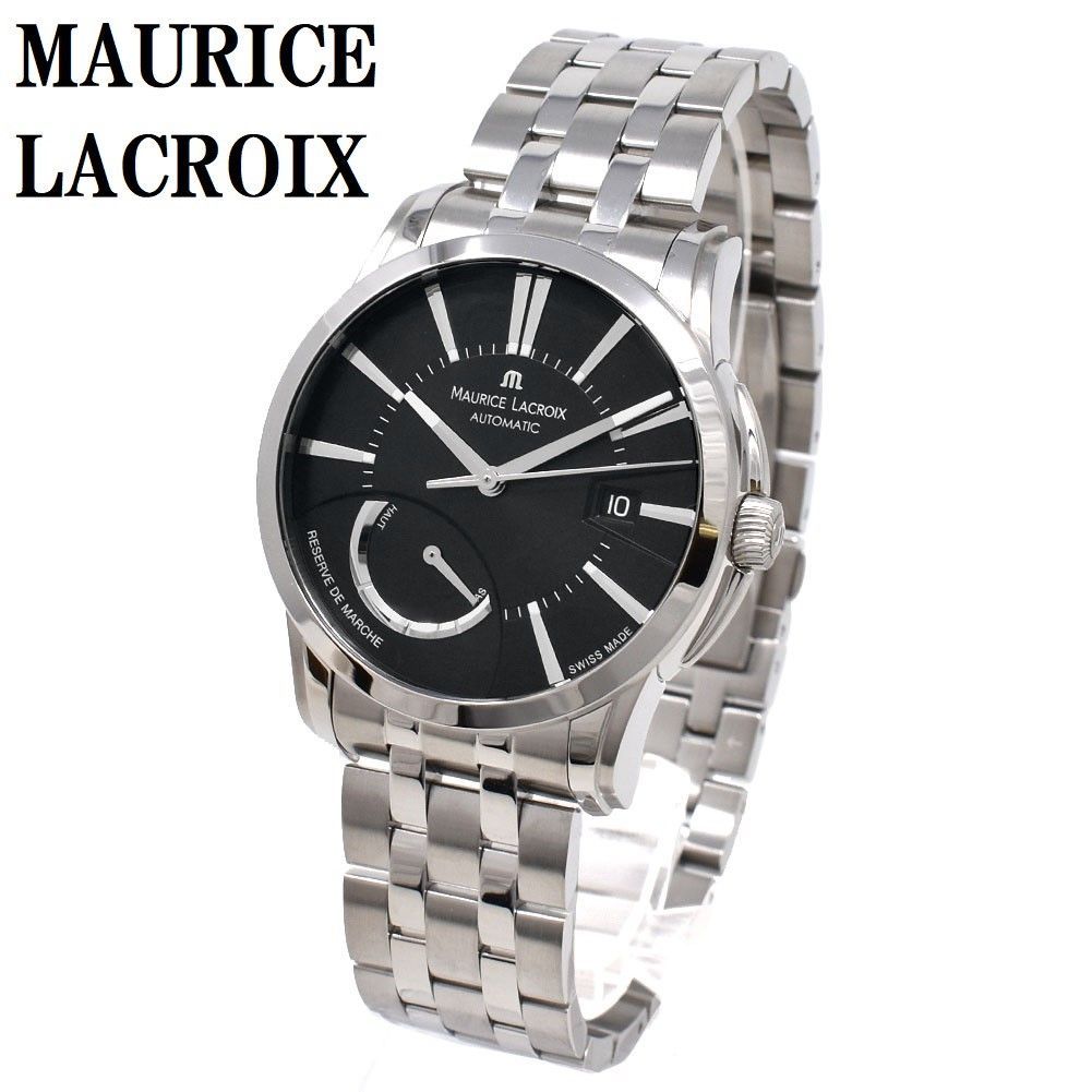 モーリスラクロア MAURICE LACROIX ポントス リザーブ ド マルシェ パワーリザーブ オート 自動巻き 腕時計 ウォッチ メンズ  シルバー ブラック