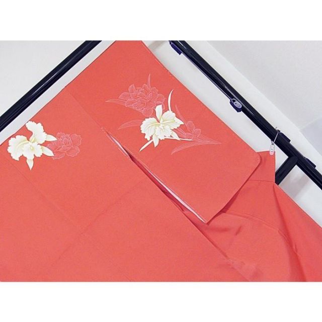 附下げ】袷着物 カトレア／160cm前後ベスト☆朱赤【美品】 - メルカリ