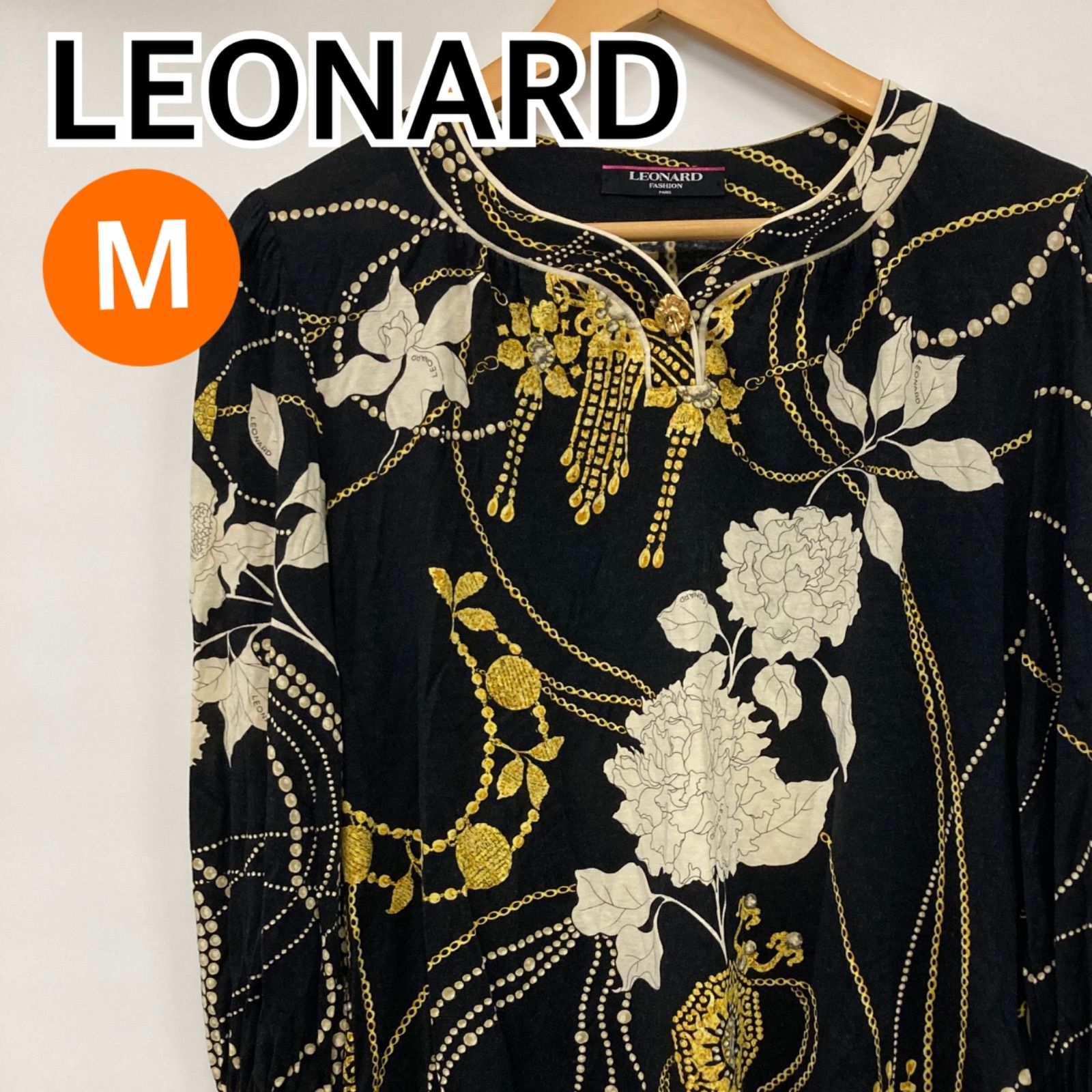 LEONARD レオナール トップス ブラウス シャツ シルク ブラック