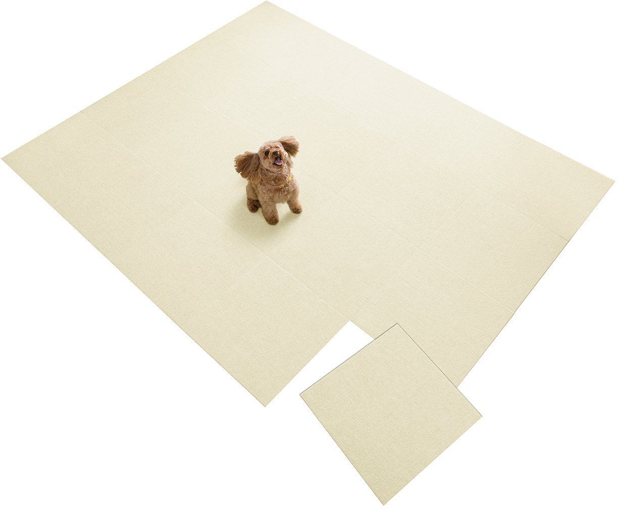 【数量限定】45×45cm ペット用 アイボリー ジョイントマット 20枚 ずれない 洗える】サンコー カーペットタイプ 消臭 おくだけ吸着 撥水 タイルマット 【日本製 KN-71 Sanko