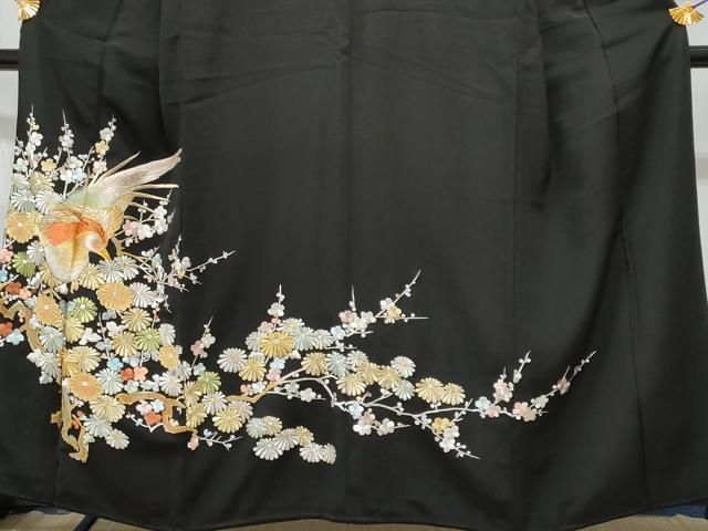 平和屋着物□豪華色留袖 飛鶴吉祥花文 金彩 正絹 逸品 CAAU3686xi 平和