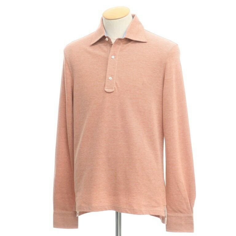 【新品】イザイア ISAIA コットン 鹿の子 長袖 ポロシャツ オレンジブラウン【サイズS】【メンズ】
