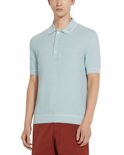 送料無料 ゼニア レディース ポロシャツ トップス Premium Cotton Polo Shirt Light Blue
