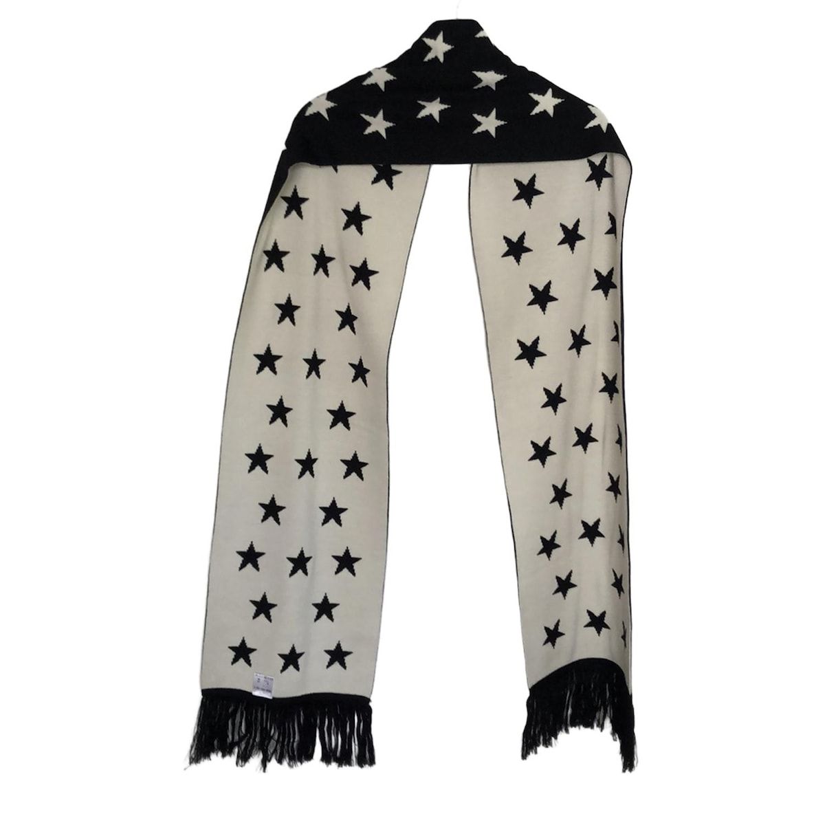 DOUBLE STANDARD CLOTHING ダブル クロージング マフラー - 黒×白 スター 星 ウール