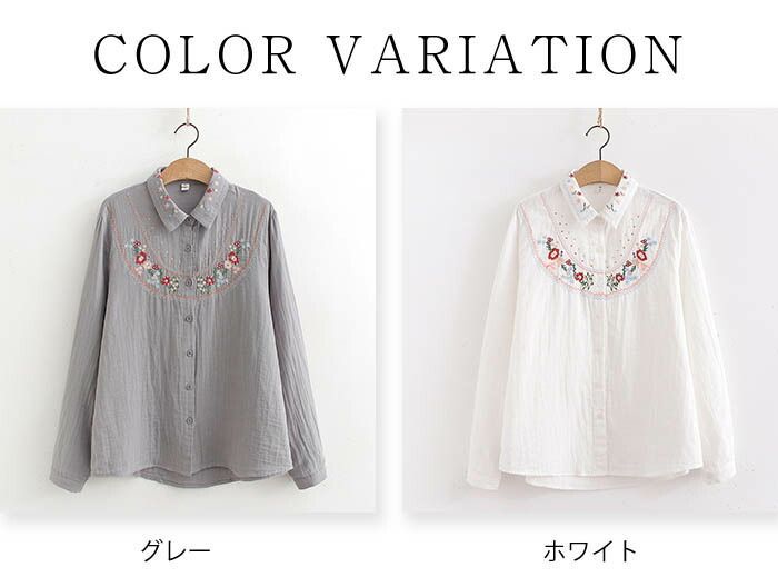 総柄 バンドカラー ガーゼ シャツ レディース ダブルガーゼ 綿 花柄 シャツブラウス ガーゼシャツ シャツ ブラウス 長袖 トップス 春 秋 綿 カジュアル 春ト 総柄 バンドカラー ガーゼ シャツ レディース ダブルガーゼ 綿